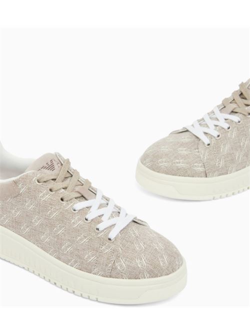 Canvas sneakers with all-over logo print Emporio Armani | EW003997 AF23350.U6154